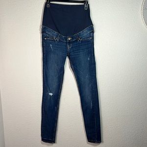 H&M Blue Distress Skinny High Rib Mama Maternity Jeans Women's Size 6